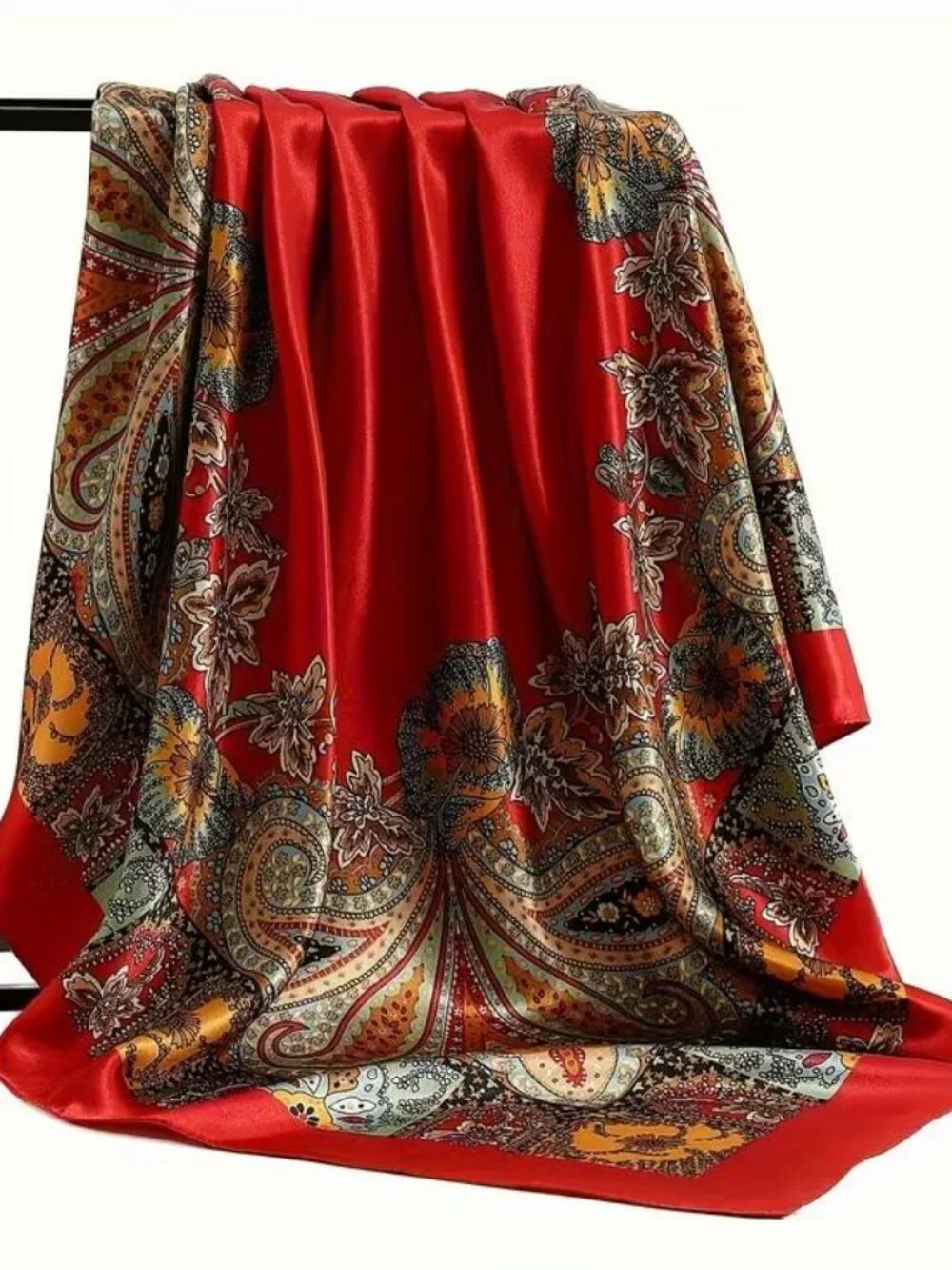 RED PATTERNED SCARF